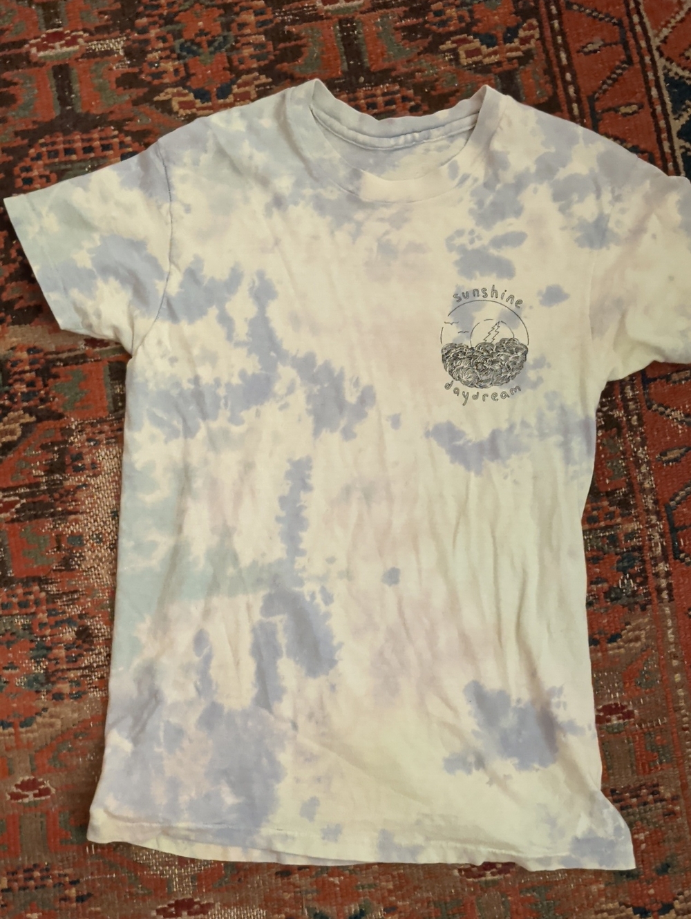 Adult Small Tie-Dye Grateful Dead Tee - Pastel Blue & White